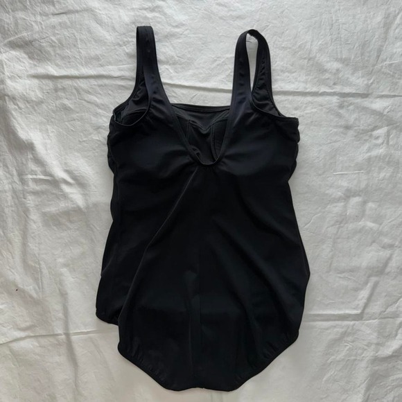 Lands' End Black Square Neck One Piece Swimsuit Sz 12 - Picture 2 of 4